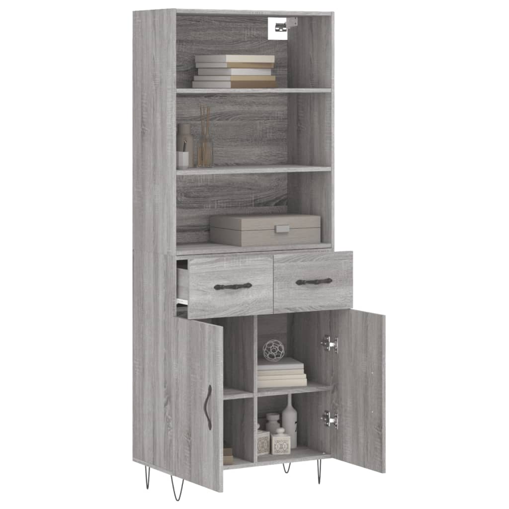 Credenza Grigio Sonoma 69,5x34x180 cm in Legno Multistrato - homemem39