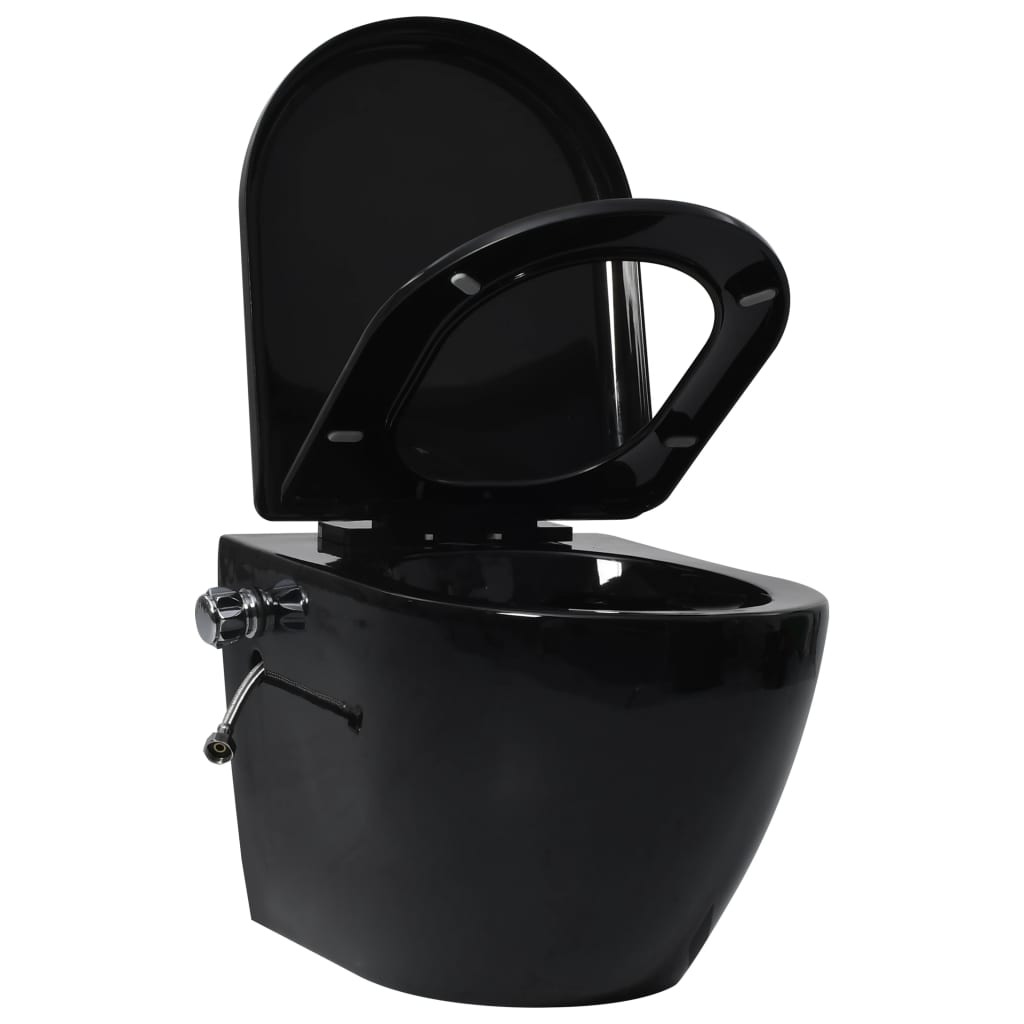 Toilette Senza Bordi Muro con Cassetta Scomparsa Ceramica Nera | homemem39