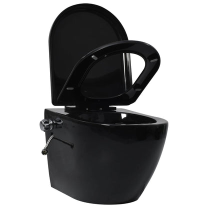 Toilette Senza Bordi Muro con Cassetta Scomparsa Ceramica Nera | homemem39