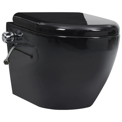 Toilette Senza Bordi Muro con Cassetta Scomparsa Ceramica Nera | homemem39