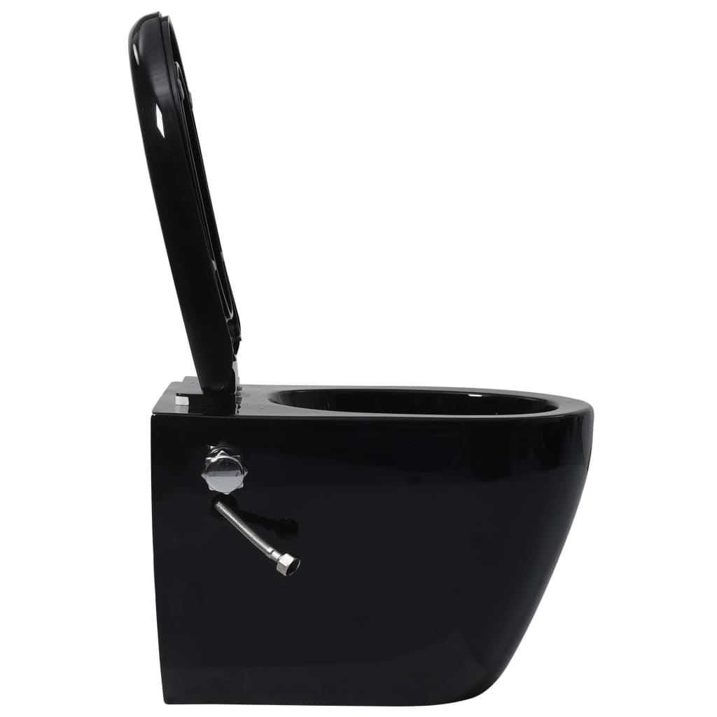 Toilette Senza Bordi Muro con Cassetta Scomparsa Ceramica Nera | homemem39