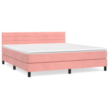 Giroletto a Molle con Materasso Rosa 160x200 cm in Velluto