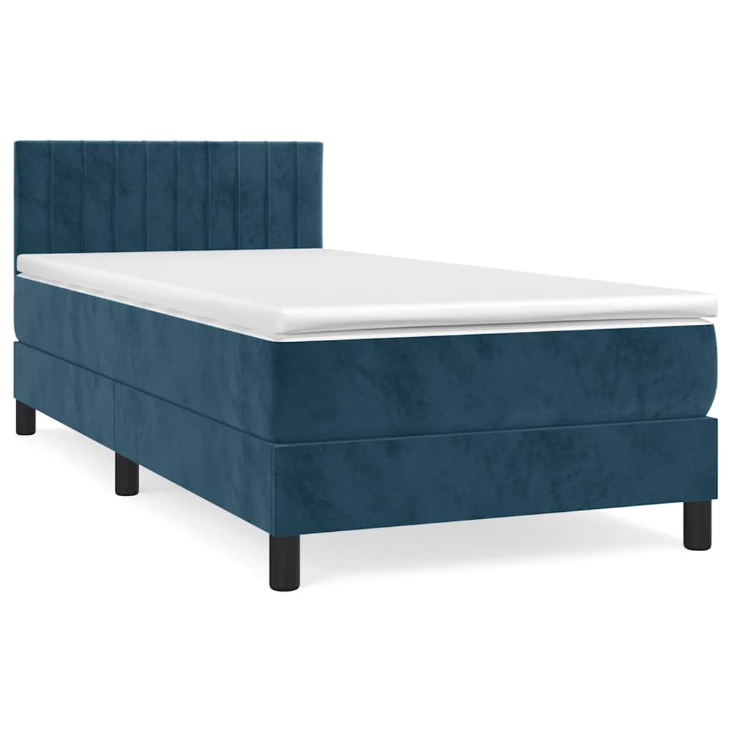 Giroletto a Molle con Materasso Blu Scuro 80x200 cm in Velluto