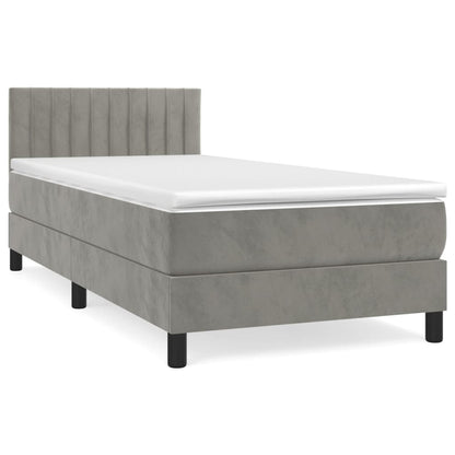 Giroletto a Molle con Materasso Grigio Chiaro 90x200 cm Velluto