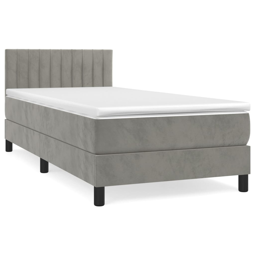 Giroletto a Molle con Materasso Grigio Chiaro 100x200cm Velluto | homemem39