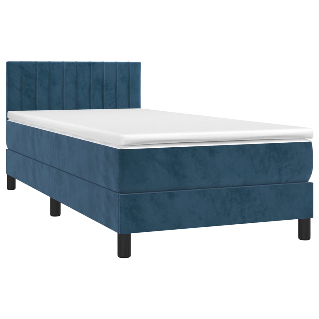 Giroletto a Molle con Materasso Blu Scuro 100x200 cm in Velluto