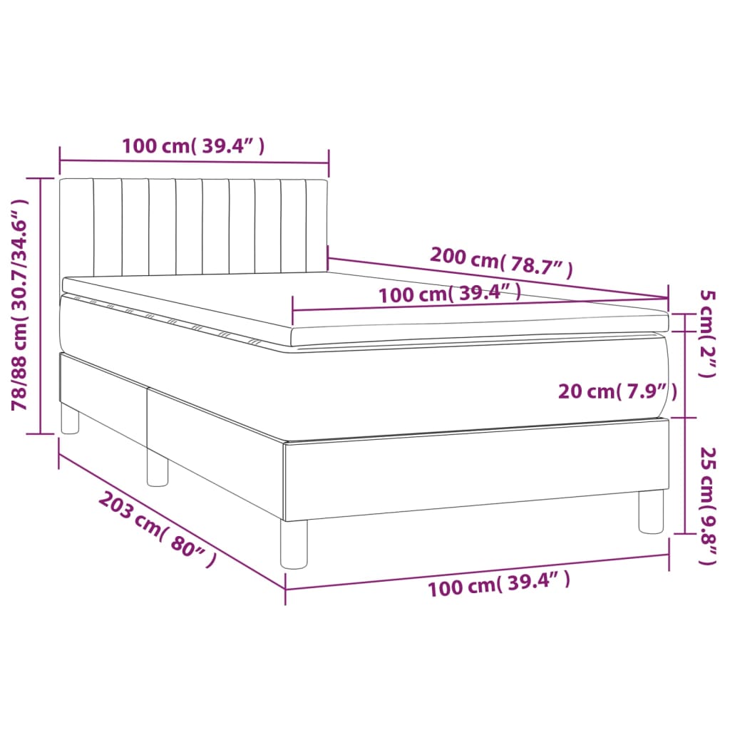 Giroletto a Molle con Materasso Rosa 100x200 cm in Velluto