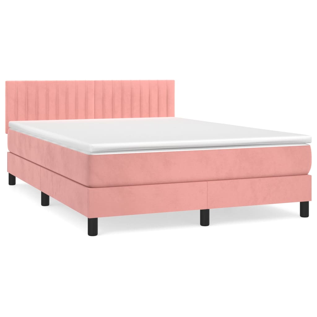 Giroletto a Molle con Materasso Rosa 140x190 cm in Velluto | homemem39
