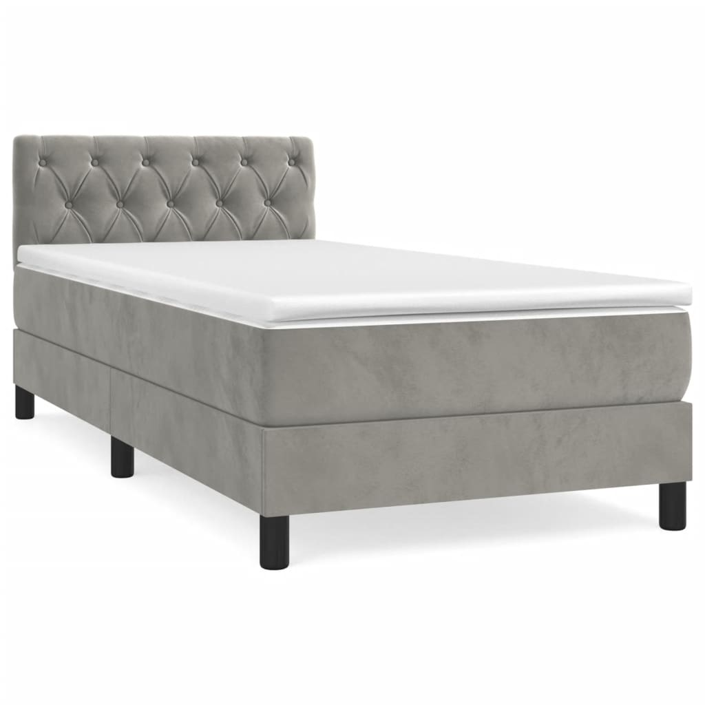 Giroletto a Molle con Materasso Grigio Chiaro 80x200 cm Velluto