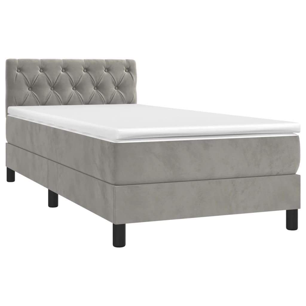 Giroletto a Molle con Materasso Grigio Chiaro 80x200 cm Velluto
