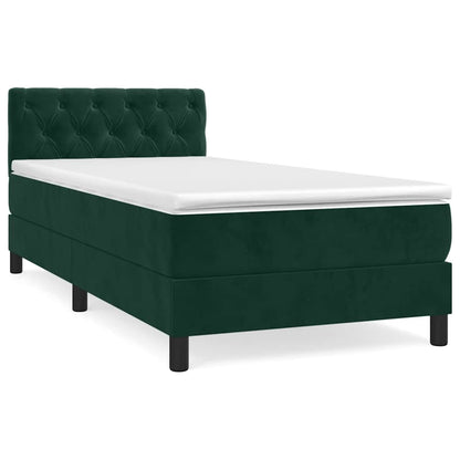 Giroletto a Molle con Materasso Verde Scuro 80x200 cm Velluto