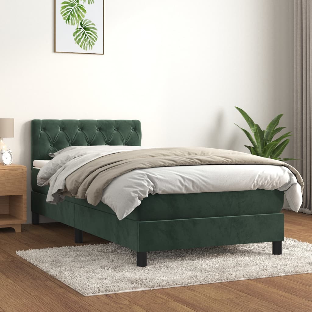 Giroletto a Molle con Materasso Verde Scuro 80x200 cm Velluto - homemem39