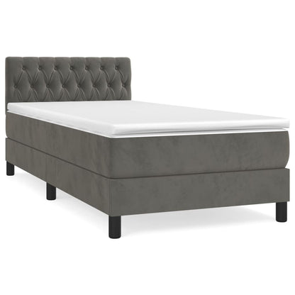 Giroletto a Molle con Materasso Grigio Scuro 90x190 cm Velluto