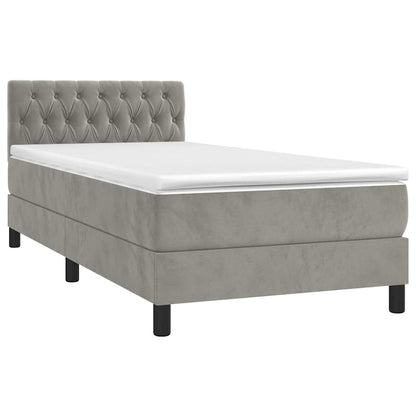 Giroletto a Molle con Materasso Grigio Chiaro 100x200cm Velluto