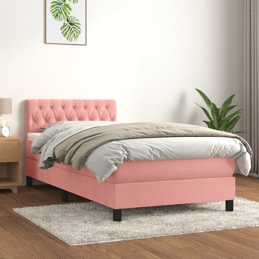 Giroletto a Molle con Materasso Rosa 100x200 cm in Velluto