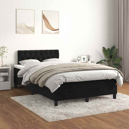 Giroletto a Molle con Materasso Nero 120x200 cm in Velluto