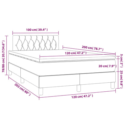 Giroletto a Molle con Materasso Blu Scuro 120x200 cm in Velluto