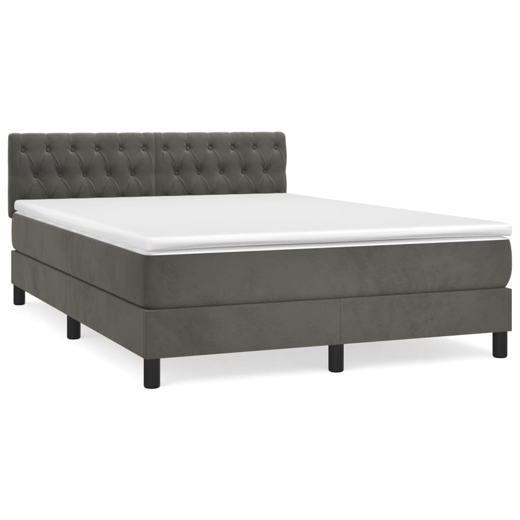 Giroletto a Molle con Materasso Grigio Scuro 140x200 cm Velluto | homemem39