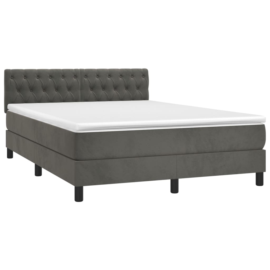 Giroletto a Molle con Materasso Grigio Scuro 140x200 cm Velluto | homemem39