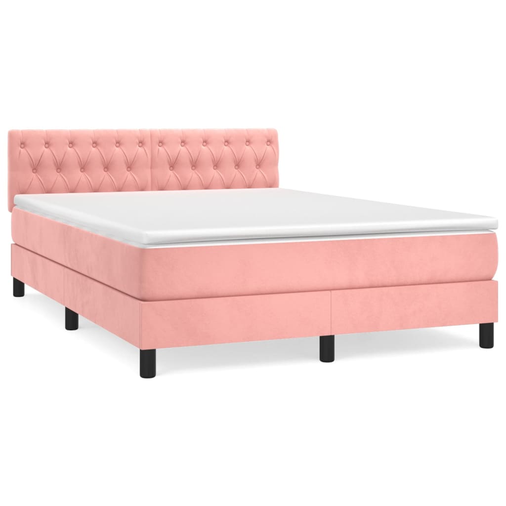 Giroletto a Molle con Materasso Rosa 140x200 cm in Velluto