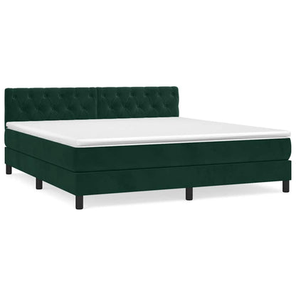 Giroletto a Molle con Materasso Verde Scuro 160x200 cm Velluto