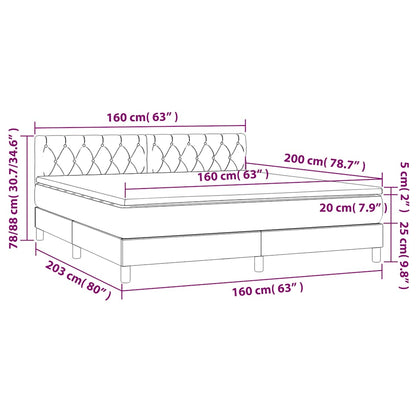 Giroletto a Molle con Materasso Blu Scuro 160x200 cm in Velluto | homemem39