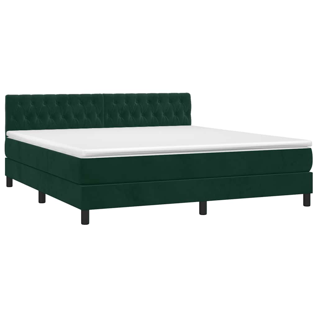 Giroletto a Molle con Materasso Verde Scuro 180x200 cm Velluto