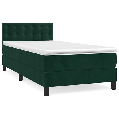Giroletto a Molle con Materasso Verde Scuro 80x200 cm Velluto