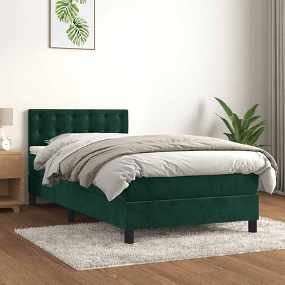 Giroletto a Molle con Materasso Verde Scuro 80x200 cm Velluto