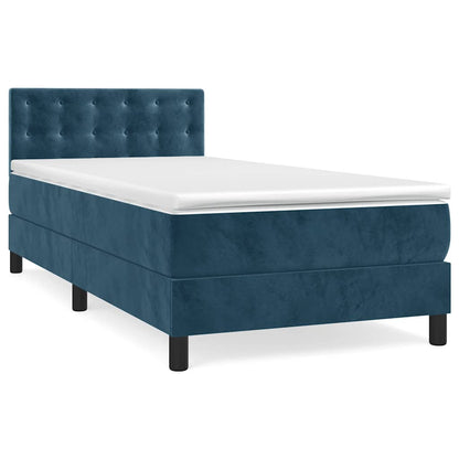 Giroletto a Molle con Materasso Blu Scuro 80x200 cm in Velluto