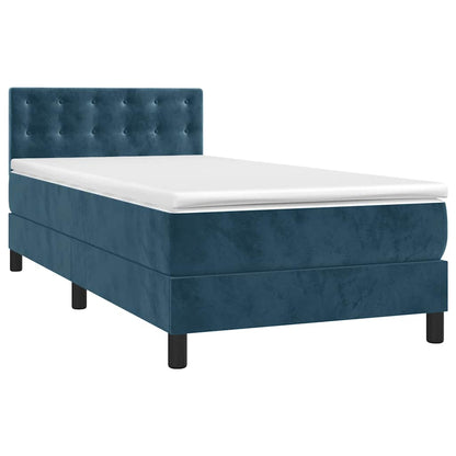 Giroletto a Molle con Materasso Blu Scuro 80x200 cm in Velluto