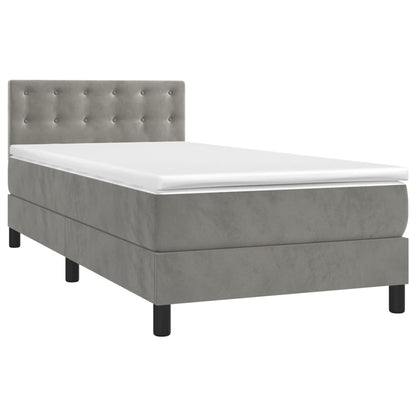 Giroletto a Molle con Materasso Grigio Chiaro 90x190 cm Velluto | homemem39