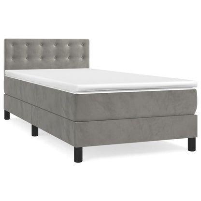 Giroletto a Molle con Materasso Grigio Chiaro 90x200 cm Velluto