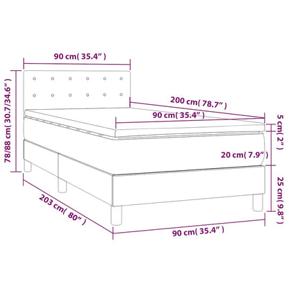 Giroletto a Molle con Materasso Blu Scuro 90x200 cm in Velluto | homemem39
