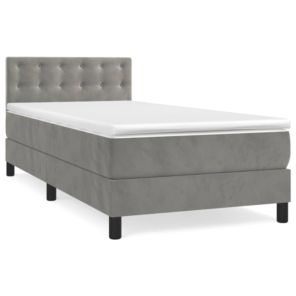 Giroletto a Molle con Materasso Grigio Chiaro 100x200cm Velluto | homemem39