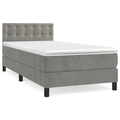 Giroletto a Molle con Materasso Grigio Chiaro 100x200cm Velluto | homemem39