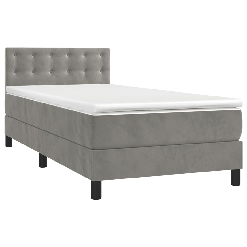 Giroletto a Molle con Materasso Grigio Chiaro 100x200cm Velluto | homemem39