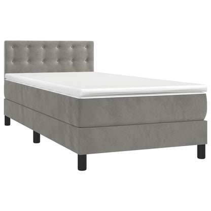 Giroletto a Molle con Materasso Grigio Chiaro 100x200cm Velluto | homemem39