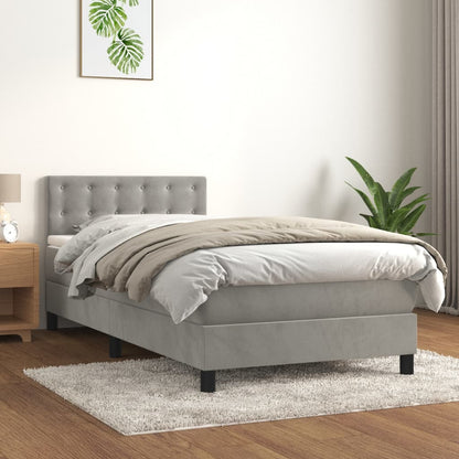 Giroletto a Molle con Materasso Grigio Chiaro 100x200cm Velluto | homemem39