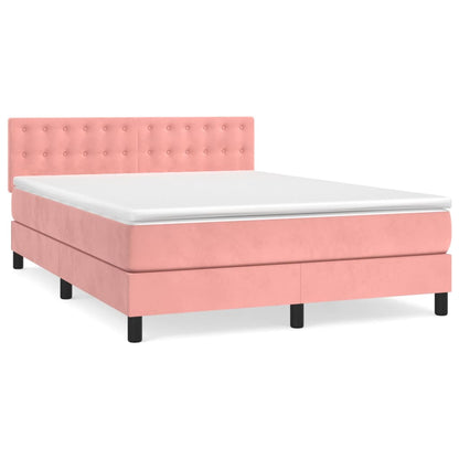 Giroletto a Molle con Materasso Rosa 140x190 cm in Velluto