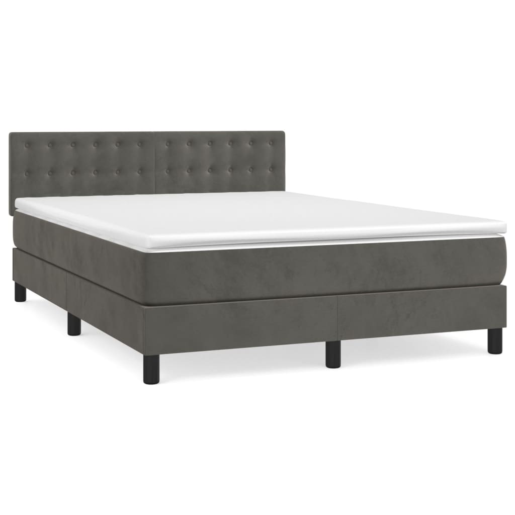 Giroletto a Molle con Materasso Grigio Scuro 140x200 cm Velluto | homemem39