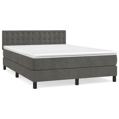 Giroletto a Molle con Materasso Grigio Scuro 140x200 cm Velluto | homemem39