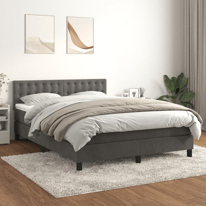 Giroletto a Molle con Materasso Grigio Scuro 140x200 cm Velluto | homemem39