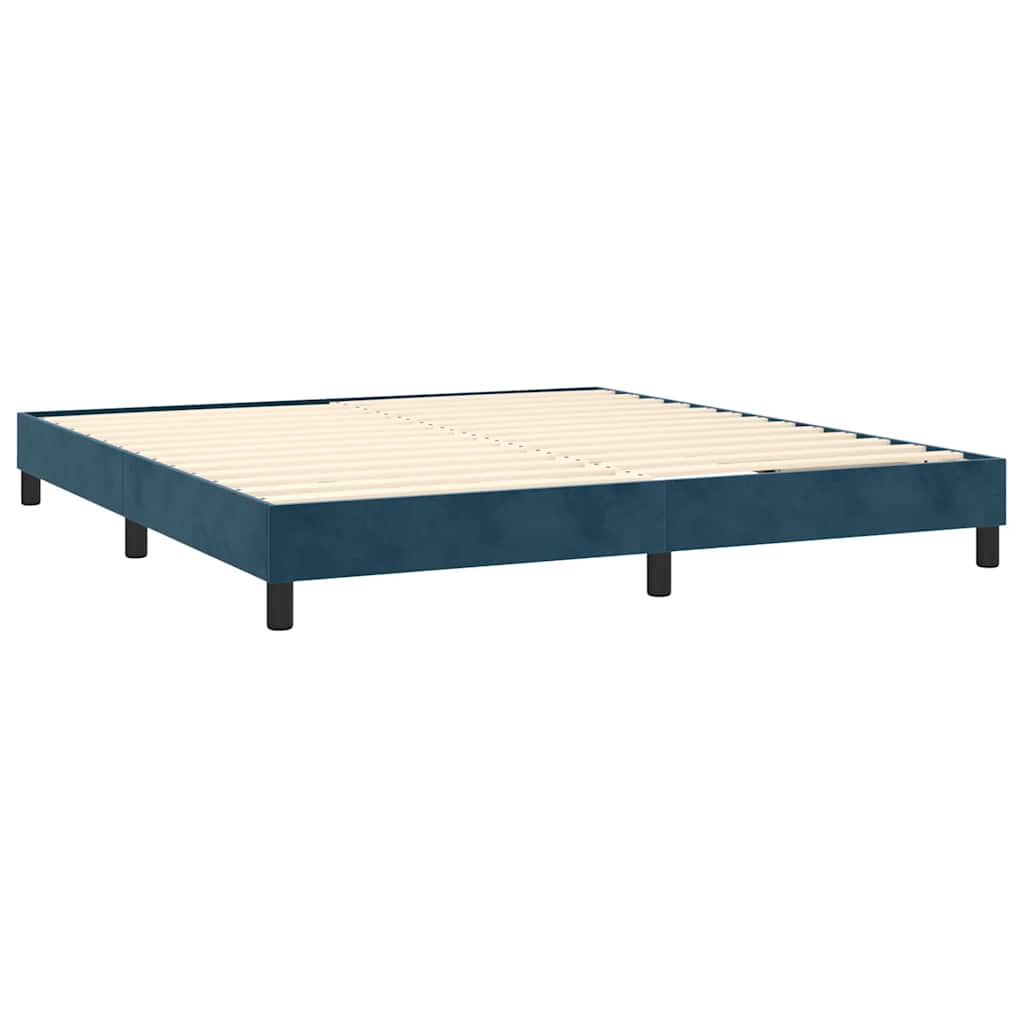 Giroletto a Molle con Materasso Blu Scuro 160x200 cm in Velluto