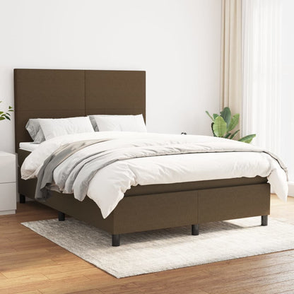 Giroletto a Molle con Materasso Marrone Scuro 140x200cm Tessuto | homemem39