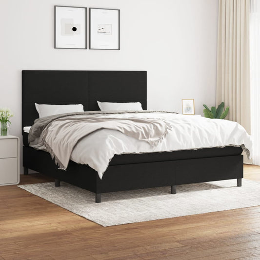 Giroletto a Molle con Materasso Nero 160x200 cm in Tessuto | homemem39