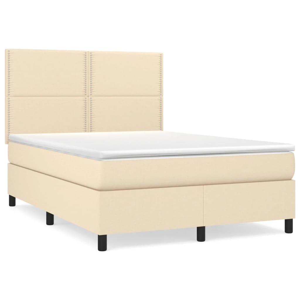 Giroletto a Molle con Materasso Crema 140x19 cm in Tessuto | homemem39