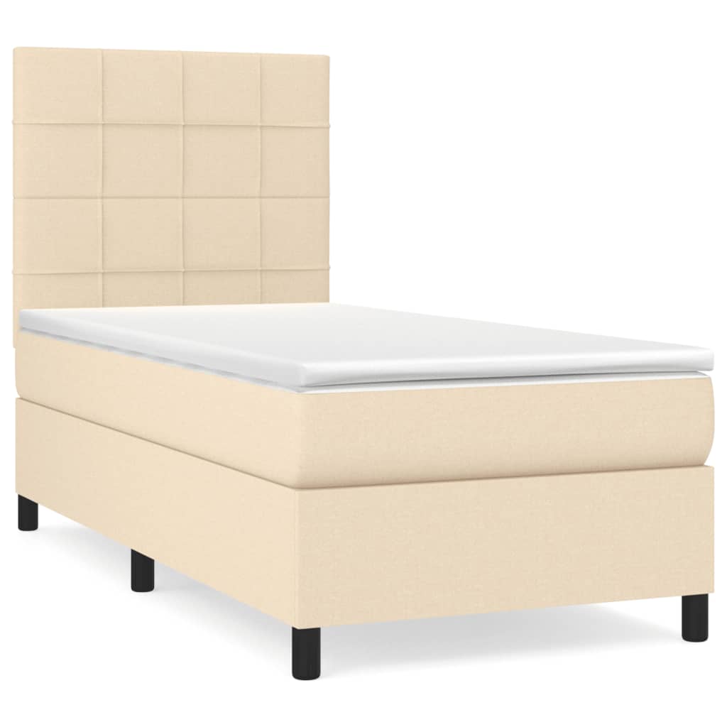 Giroletto a Molle con Materasso Crema 90x190 cm in Tessuto