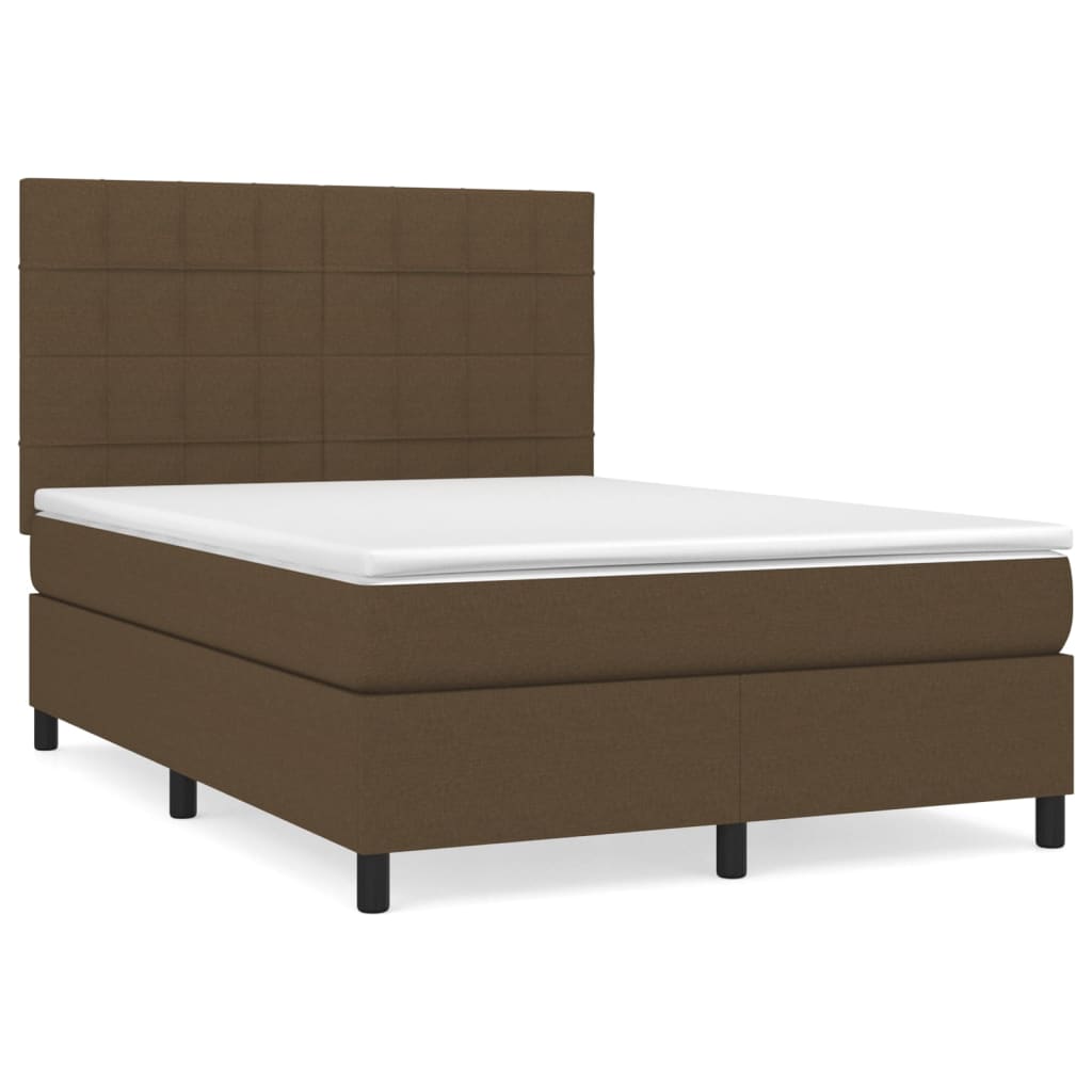 Giroletto a Molle con Materasso Marrone Scuro 140x190cm Tessuto | homemem39