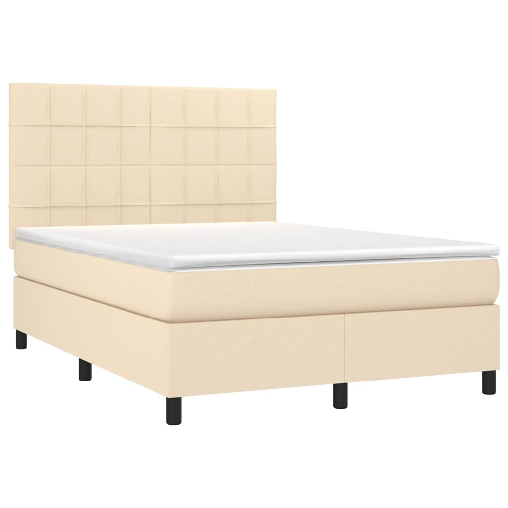 Giroletto a Molle con Materasso Crema 140x19 cm in Tessuto | homemem39